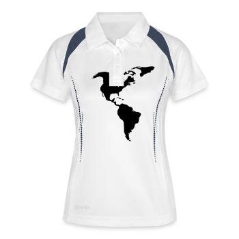 Amerika - Frauen Polo atmungsaktiv - Weiß/Navy - Vorne