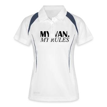 my van my rules - Frauen Polo atmungsaktiv - Weiß/Navy - Vorne