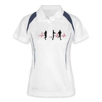 Sport - Jogger Gruppe Puls - Frauen Polo atmungsaktiv - Weiß/Navy - Vorne
