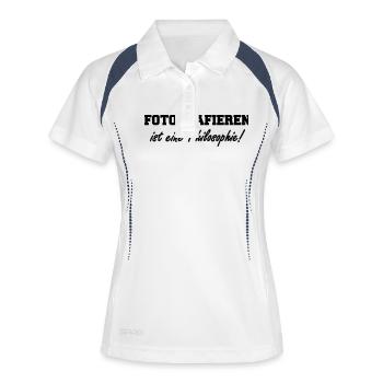 fotografieren ist eine philosophie - Frauen Polo atmungsaktiv - Weiß/Navy - Vorne