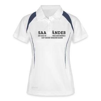 Saarländer – Saarland dh - Frauen Polo atmungsaktiv - Weiß/Navy - Vorne