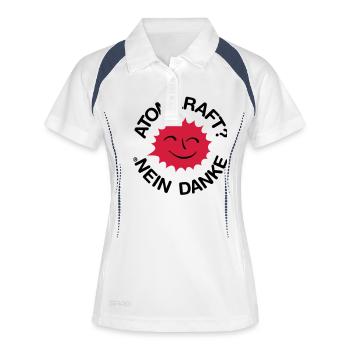 Atomkraft? Nein Danke! Logo lachende Sonne - Frauen Polo atmungsaktiv - Weiß/Navy - Vorne