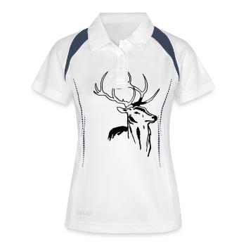 Hirsch - Frauen Polo atmungsaktiv - Weiß/Navy - Vorne
