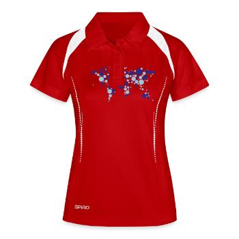 World Map Earth Planet Globe Continent Circle Point - Women's Polo breathable - white/navy - Front