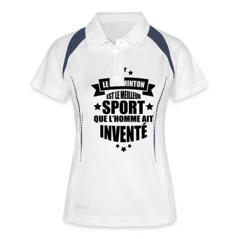 le badminton est le meilleur sport - Polo respirant Femme - blanc/marine - Devant
