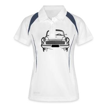 Wartburg 311 Front - Frauen Polo atmungsaktiv - Weiß/Navy - Vorne