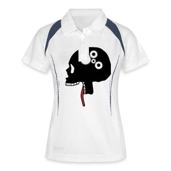 crâne, cerveau super, les dents, la tête - Polo respirant Femme - blanc/marine - Devant