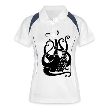 pieuvre poulpe calmar calamar seiche plongée - Polo respirant Femme - blanc/marine - Devant