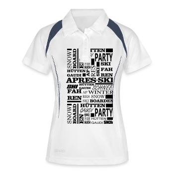 Skifahren - Apres ski - Winter - Weihnachten - Frauen Polo atmungsaktiv - Weiß/Navy - Vorne