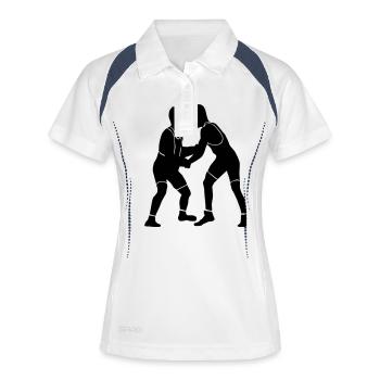 Ringen - Frauen Polo atmungsaktiv - Weiß/Navy - Vorne
