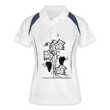 vigne vin lune nuit - Polo respirant Femme - blanc/marine - Devant