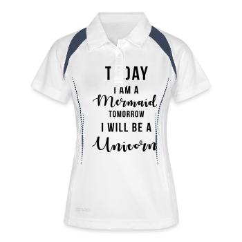 Mermaid today Unicorn tomorrow - Polo respirant Femme - blanc/marine - Devant