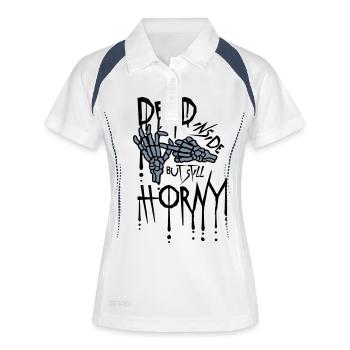dead inside but horny - Frauen Polo atmungsaktiv - Weiß/Navy - Vorne