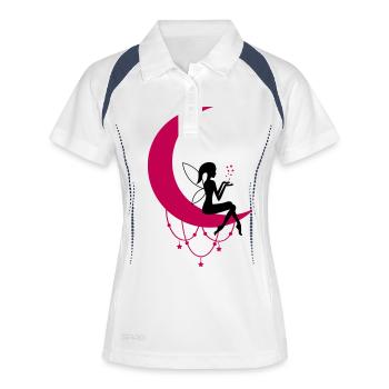Fée Elfe Croissant de Lune Fantaisie - Polo respirant Femme - blanc/marine - Devant