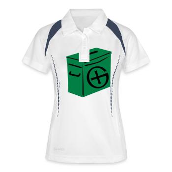 Geocaching: Ammo Can - Polo respirant Femme - blanc/marine - Devant