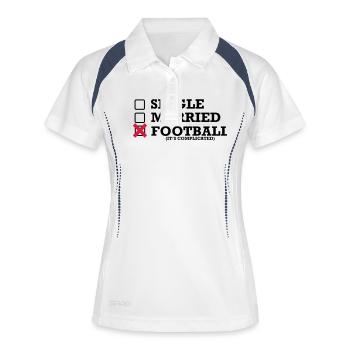 Single - Married - Football - Frauen Polo atmungsaktiv - Weiß/Navy - Vorne