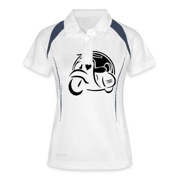 Motorroller - Frauen Polo atmungsaktiv - Weiß/Navy - Vorne
