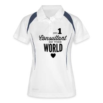Bester Berater der Welt - Frauen Polo atmungsaktiv - Weiß/Navy - Vorne