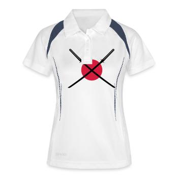 samurai_schwert_japan_2c - Frauen Polo atmungsaktiv - Weiß/Navy - Vorne