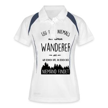 Wandern - Wanderer - Frauen Polo atmungsaktiv - Weiß/Navy - Vorne