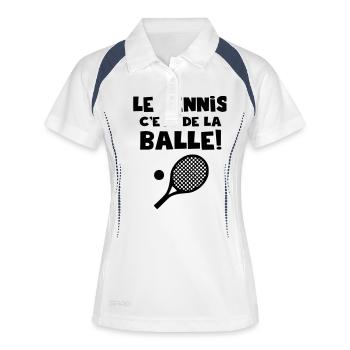 le tennis c'est de la balle - Polo respirant Femme - blanc/marine - Devant