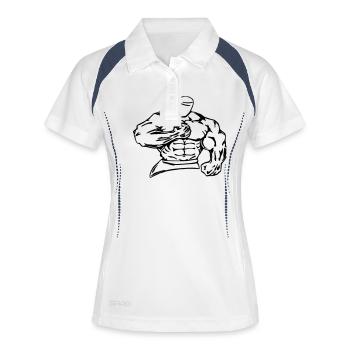 bodybuilder / fighter - Polo respirant Femme - blanc/marine - Devant