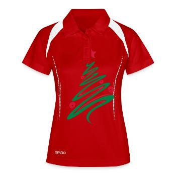 Weihnachten - Weihnachtsbaum - Frauen Polo atmungsaktiv - Weiß/Navy - Vorne