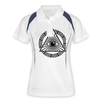 Allsehendes Auge - Frauen Polo atmungsaktiv - Weiß/Navy - Vorne