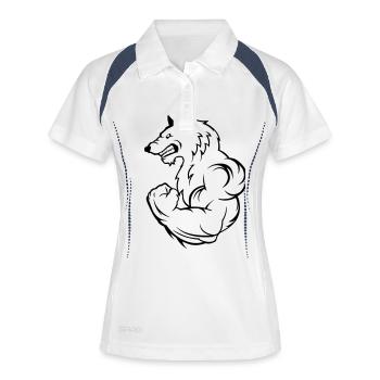 strong wolf - Frauen Polo atmungsaktiv - Weiß/Navy - Vorne