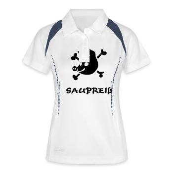 Saupreuße - Frauen Polo atmungsaktiv - Weiß/Navy - Vorne