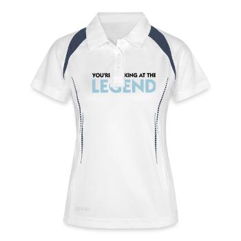 Die Legende steht vor dir! - Frauen Polo atmungsaktiv - Weiß/Navy - Vorne