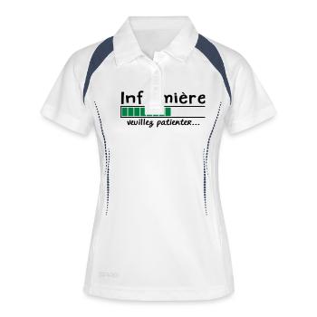 infirmière veuillez patienter - Polo respirant Femme - blanc/marine - Devant