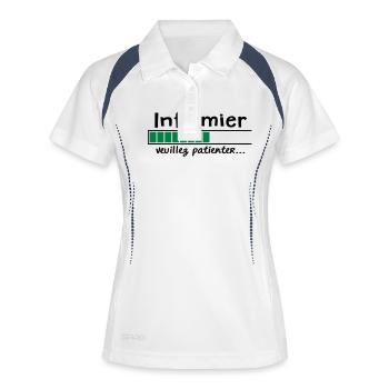 infirmier veuillez patienter - Polo respirant Femme - blanc/marine - Devant