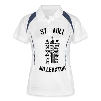 St.Paui Millerntor - Frauen Polo atmungsaktiv - Weiß/Navy - Vorne