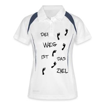 Der Weg ist das Ziel - Frauen Polo atmungsaktiv - Weiß/Navy - Vorne