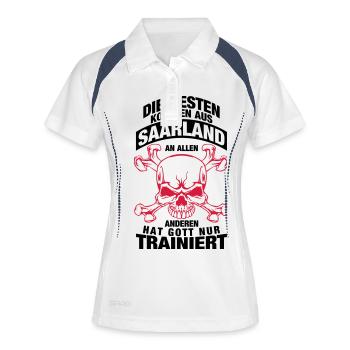 Die Besten kommen aus Saarland - Frauen Polo atmungsaktiv - Weiß/Navy - Vorne