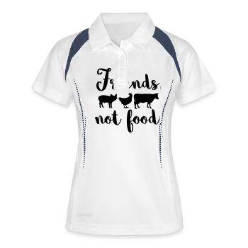 Friends, not food - Frauen Polo atmungsaktiv - Weiß/Navy - Vorne