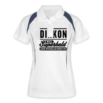 Superheld Diakon - Frauen Polo atmungsaktiv - Weiß/Navy - Vorne