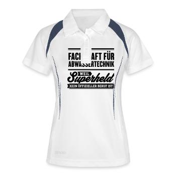 Superheld Fachkraft Abwassertechnik - Frauen Polo atmungsaktiv - Weiß/Navy - Vorne