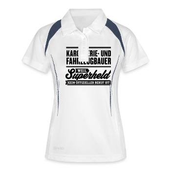 Superheld Karosserie und Fahrzeugbauer - Frauen Polo atmungsaktiv - Weiß/Navy - Vorne