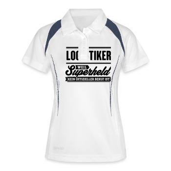 Superheld Logistiker - Frauen Polo atmungsaktiv - Weiß/Navy - Vorne
