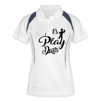 Lassen Sie uns spielen Dart - Frauen Polo atmungsaktiv - Weiß/Navy - Vorne
