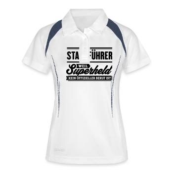 Superheld Stadtführer - Frauen Polo atmungsaktiv - Weiß/Navy - Vorne