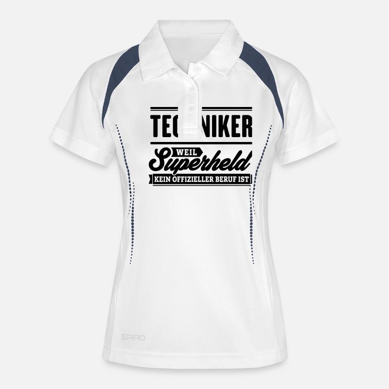 Superheld Techniker - Frauen Polo atmungsaktiv - Weiß/Navy