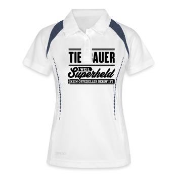 Superheld Tiefbauer - Frauen Polo atmungsaktiv - Weiß/Navy - Vorne