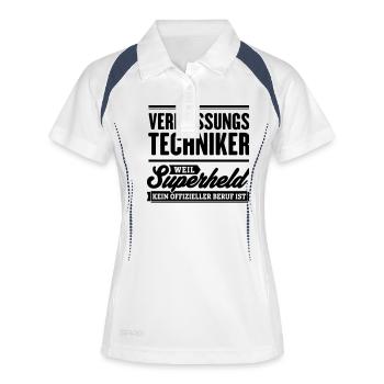 Superheld Vermessungstechniker - Frauen Polo atmungsaktiv - Weiß/Navy - Vorne