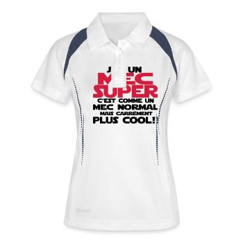 j'ai un mec super - Polo respirant Femme - blanc/marine - Devant