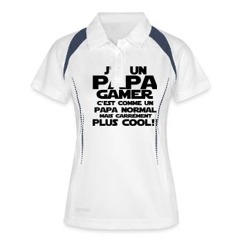 j'ai un papa gamer - Polo respirant Femme - blanc/marine - Devant