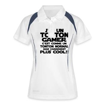 j'ai un tonton gamer - Polo respirant Femme - blanc/marine - Devant