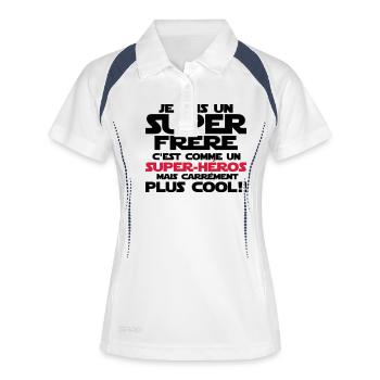 c'est comme un super-héroS(frère) - Polo respirant Femme - blanc/marine - Devant